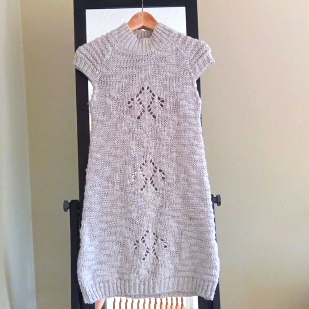 Ptp15"~19" Zara Chunky Cable Knit Dress Monk-Neck Sleeveless